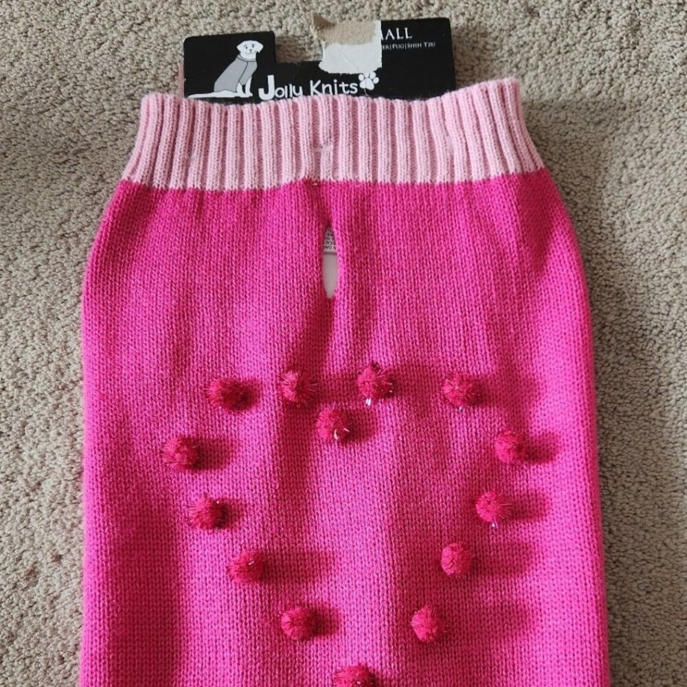Pink Heart Dog Sweater Size Small
